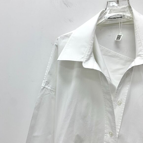 Alexander Wang T White Cotton Off-The-Shoulder Lapel Single-Breasted Long-Sleeve - Picture 6 of 7